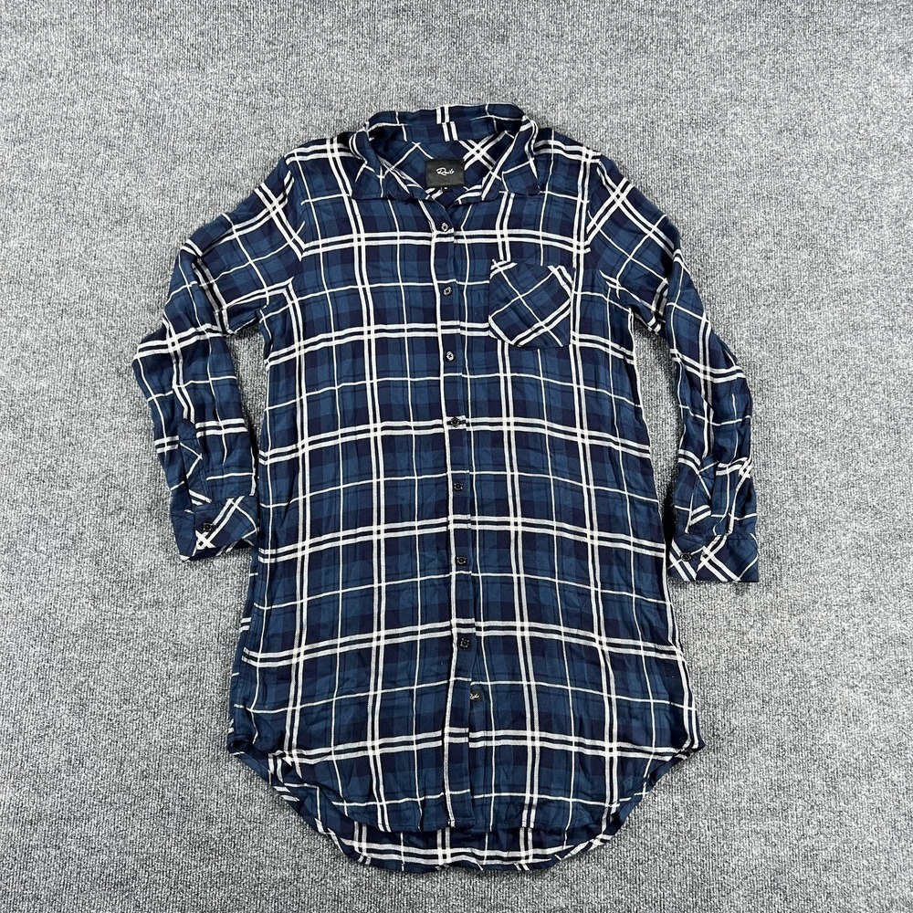 Rails Shirt‎ Dress Womens Medium Blue Plaid Long Sleeve Button Front Casual
